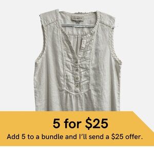 Jones New York White Sleeveless Blouse